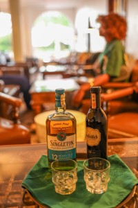 The wood-panelled 1950s Bar, with its herringbone floor, leather seating, framed prints and shelved spirits.