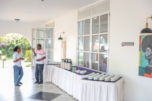 Delegates working and talking during a meeting at the hotel.